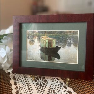 Claude Monet Framed And Matted Copy of “Monet Studio Boat”